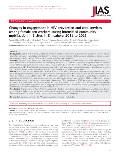 Pdf Impact Of Community Mobilization On Hiv Care For Sex Workers In