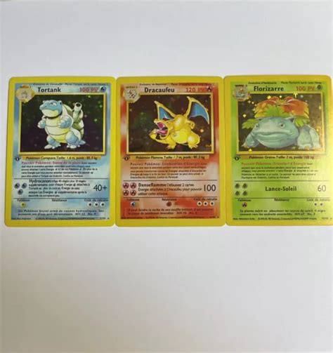 LOT DE CARTE Pokemon Dracaufeu Tortank Florizarre Édition 1 Holo Wizard