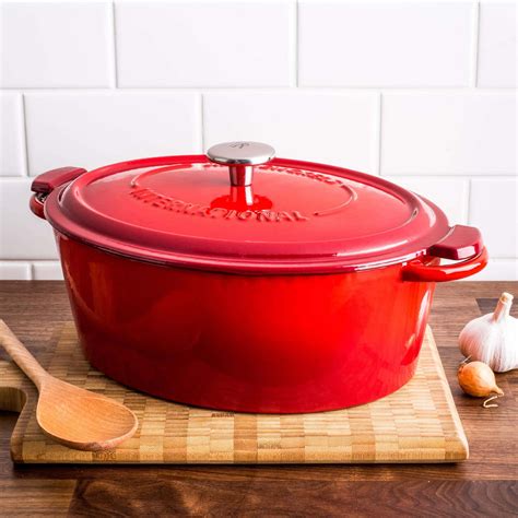 Henckels Enamel Cast Iron Oval Dutch Oven 4 2l Red Kitchen Stuff Plus