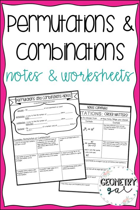 Combinations And Permutations Worksheets