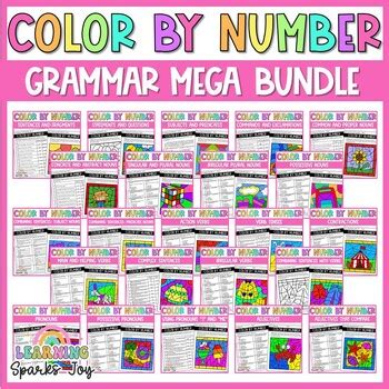 Color By Number Grammar Bundle Ela No Prep Printables Tpt