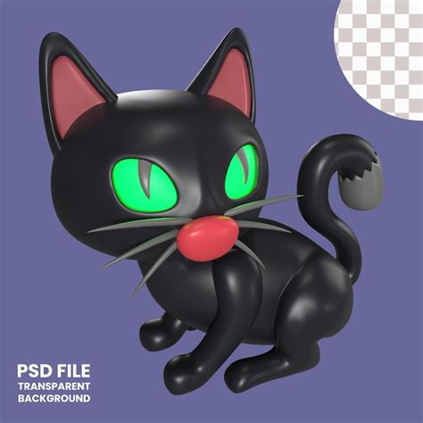 Icono de ilustración 3D del gato de Halloween Archivo PSD Premium