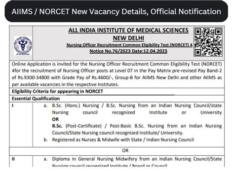 AIIMS NORCET Vacancy 2023 3055 Nursing Officer Jobs Notification And