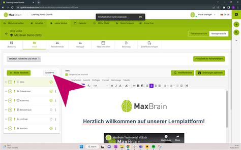 Pflicht Abschnitte MaxBrain Lernplattform Learning Platform