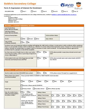 Fillable Online Expression Of Interest For Enrolment Form A Fax Email