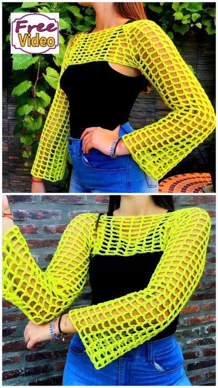 Make A Stylish Statement Fishnet Sleeves Shrug Crochet Shrug Pattern