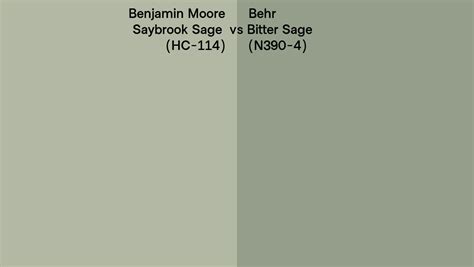 Benjamin Moore Saybrook Sage HC 114 Vs Behr Bitter Sage N390 4 Side