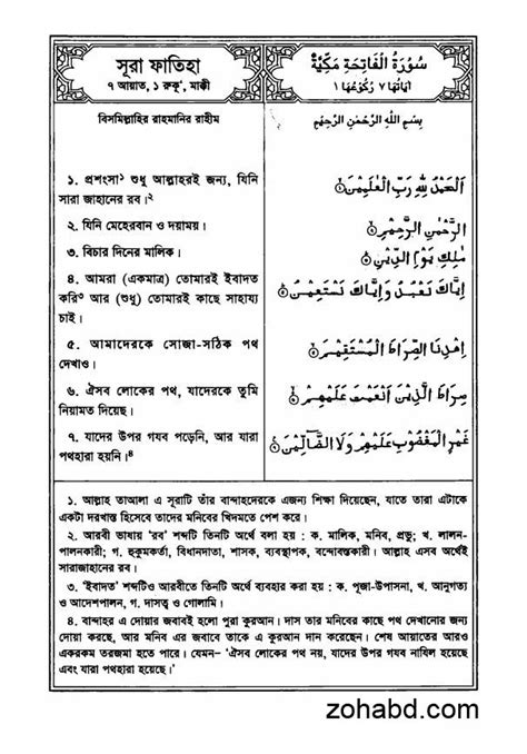 সূরা আল ফাতেহা বাংলা অর্থসহ শানে নুযূল Surah Fatiha Bangla