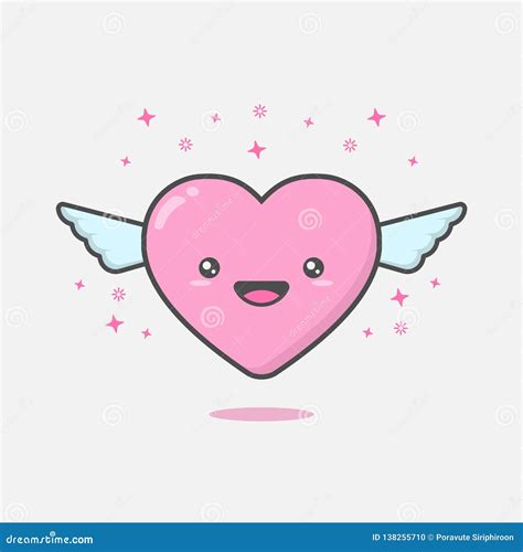 Caract Re Mignon Et De Kawaii De Coeur De Mascotte Illustration De