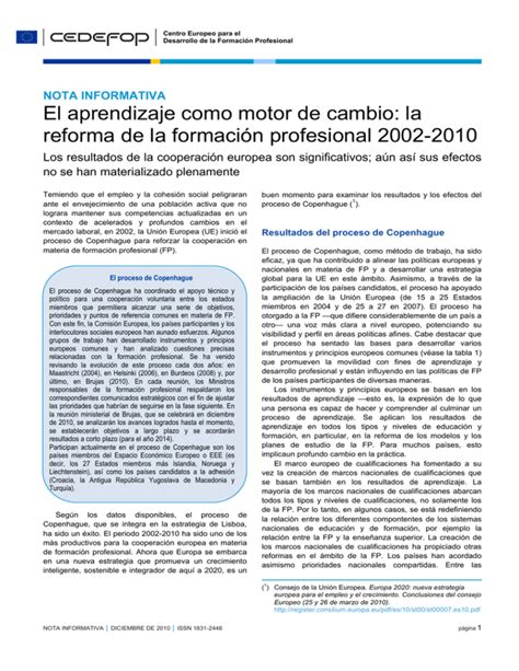 El aprendizaje como motor de cambio la reforma de la formación