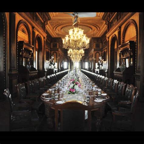 Dining room of Taj Falaknuma palace in Hyderabad