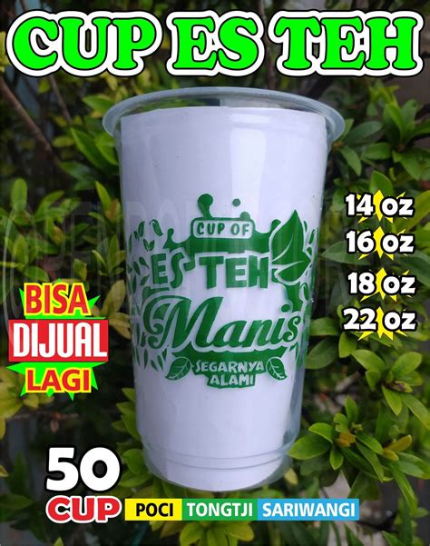 Gelas Cup Plastik 14oz 16oz 18oz 22oz MOTIF Cup Of Tea Teh Poci Cup