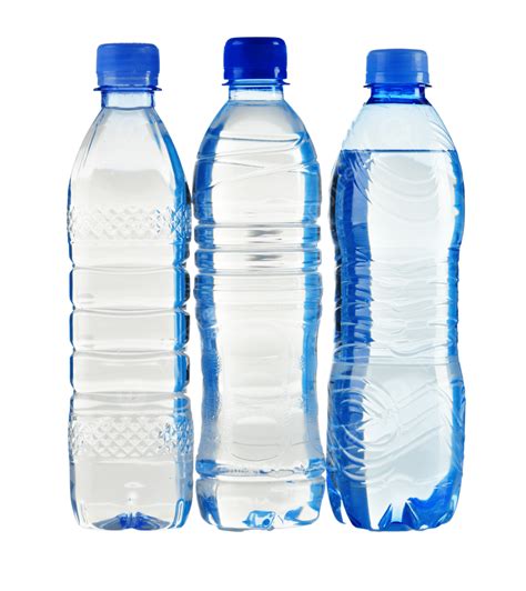 Isolated On White Plastic Mineral Water Bottles Life Blue Plastic