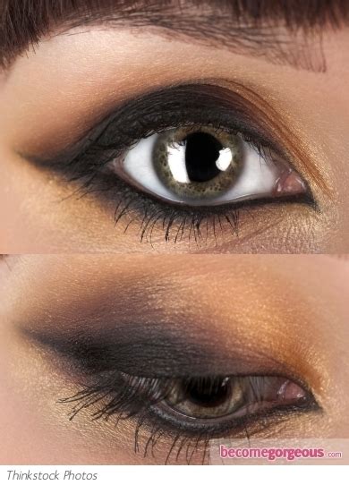 Pictures : Eye Makeup Ideas - Gold and Black Smokey Cat Eyes Makeup