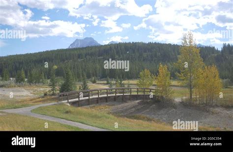 Footbridge At Cascade Ponds Banff National Park Stock Video Footage