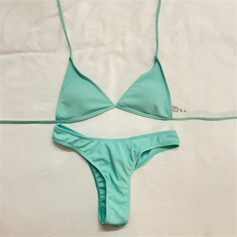 ﾟ Mint Green Triangle Halter Bikini ﾟ Size Depop