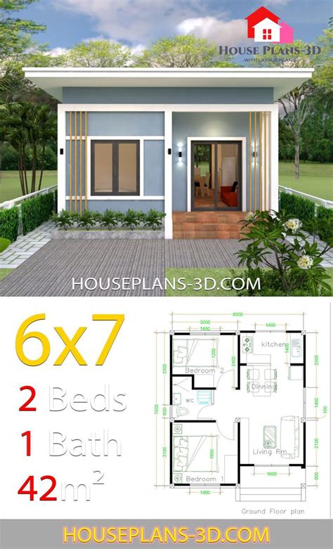 SIMPLE HOUSE PLANS 6X7 WITH 2 BEDROOMS SHED ROOF Simple House Design