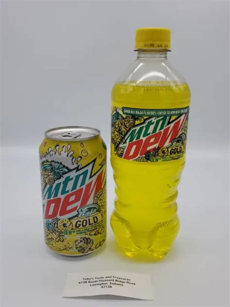 New Full 2022 Mountain Dew Mtn Dew Baja Gold 12oz Can And 20oz Bottle