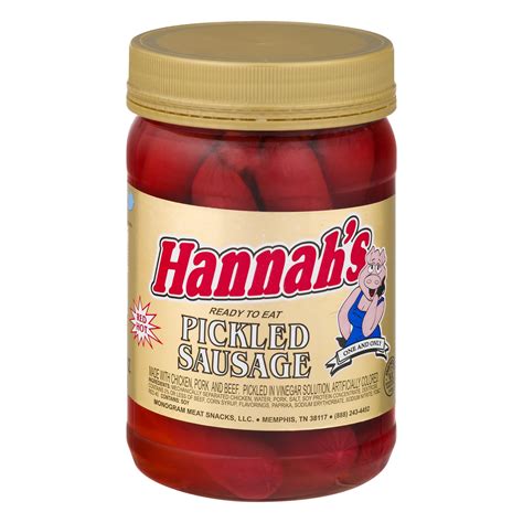 Hannah S Oz Red Hot Pickled Sausage Ready To Eat MSG Free Shelf Stable Perfect For Picnics