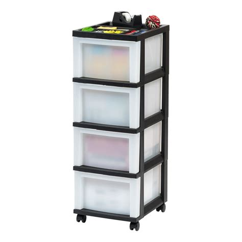 IRIS USA, 4 Drawer Medium Cart with Organizer Top & Wheels, Black/Pearl - Walmart.com - Walmart.com