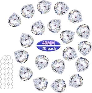 Crystalsuncatcher 20Pcs 1 75 Inch 40mm Clear Crystal Ball Prism Pendant