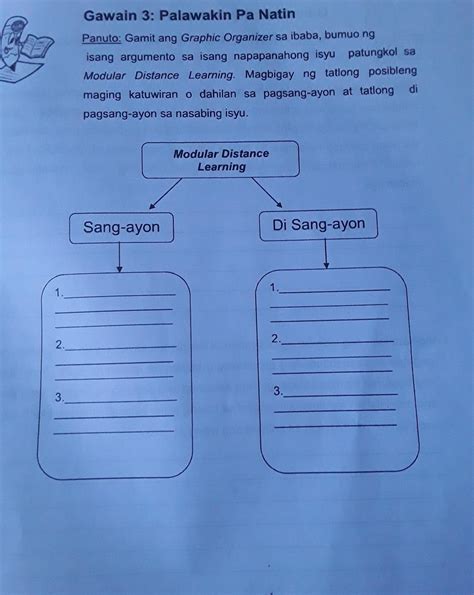 Panuto Gamit Ang Graphic Organizer Sa Ibaba Bumuo Ng Isang Argumento