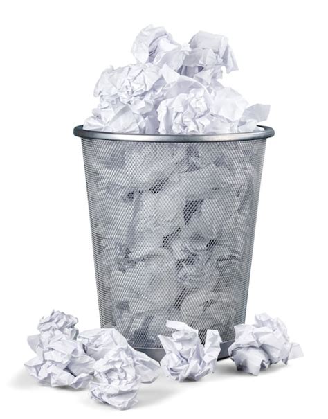 Premium Photo Waste Basket Full Of Crumpled Paper