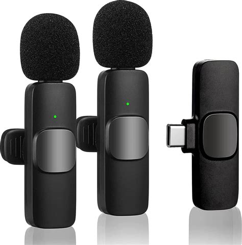 Wireless Lavalier Microphone for Phone USB-C, Dual Wireless Microphone ...