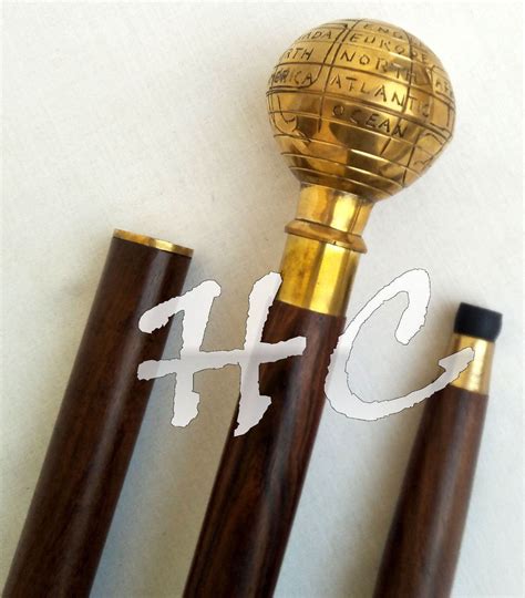 Vintage Style Walking Stick Wooden Antique Cane Handm Gem