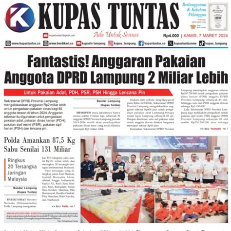 Kupas Tuntas Surat Kabar Harian Kupas Tuntas Edisi Kamis Maret