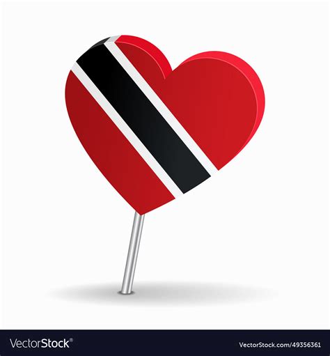 Trinidad And Tobago Flag Heart Shaped Map Pointer Vector Image