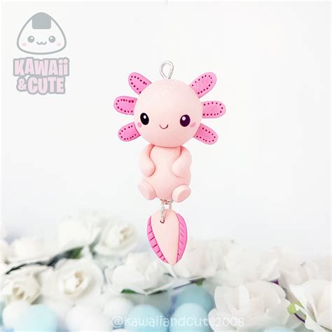 Kawaii Axolotl Cute Keychain Pink Axolotl Clay Charms Etsy