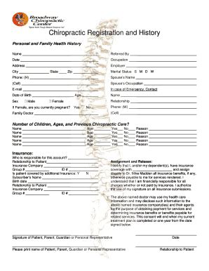 Fillable Online Chiropractic Registration And History Form Fax Email