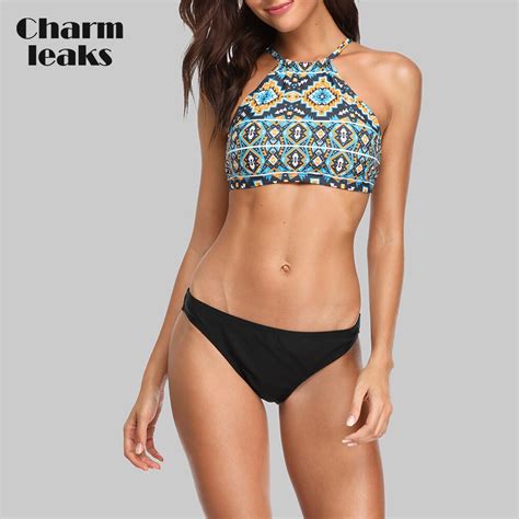 Charmleaks Conjunto de Bikini para mujer bañador Vintage con estampado