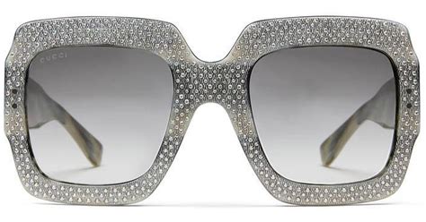 Gucci Oversize Square Frame Rhinestone Sunglasses In Gray Lyst