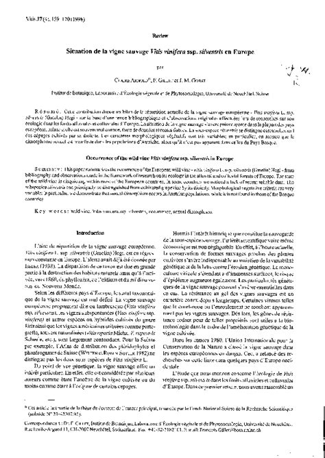 Pdf Occurrence Of The Wild Vine Vitis Vinifera Ssp Silvestris In Europe
