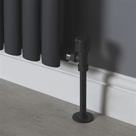 Milano Modern Anthracite Thermostatic Angled Radiator Valves