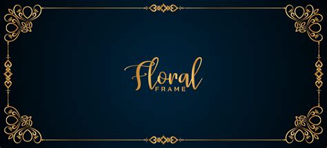 Abstract golden floral frame border dark blue banner design 10128158 ...