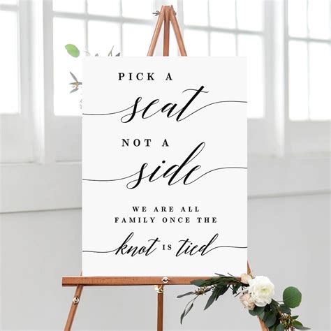 Pick A Seat Not A Side Wedding Sign Modern Script #MSC - Berry Berry Sweet