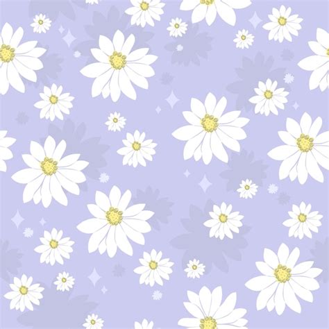 Premium Vector Seamless Pattern With Daisy Flowers Cute Pastel Floral