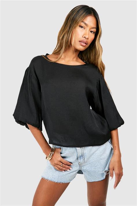 Volume Sleeve Blouse Boohoo Uk