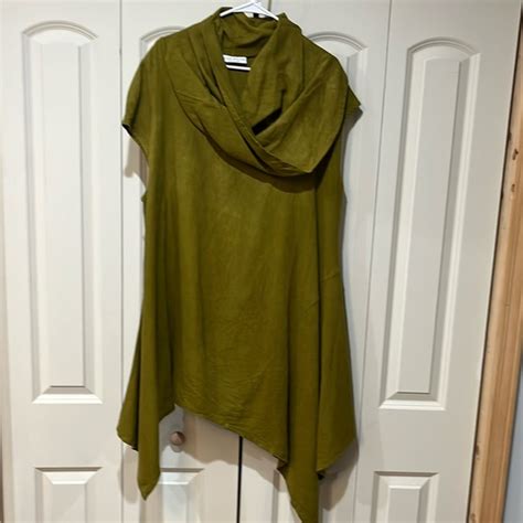 Bryn Walker Tops Bryn Walker Cap Sleeve Olive Cow Neck Asymmetrical