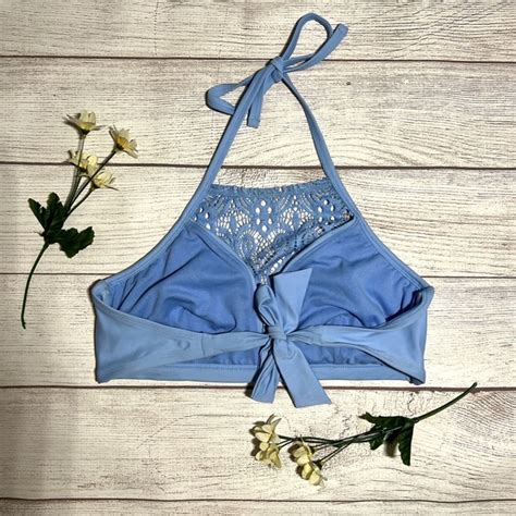 Xhilaration Swim Xhilaration Lace Crochet High Neck Tie Back Bikini Top Poshmark