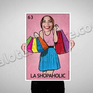 La Shopaholic Photo Booth Party Prop Loteria Frame Shopping Girl