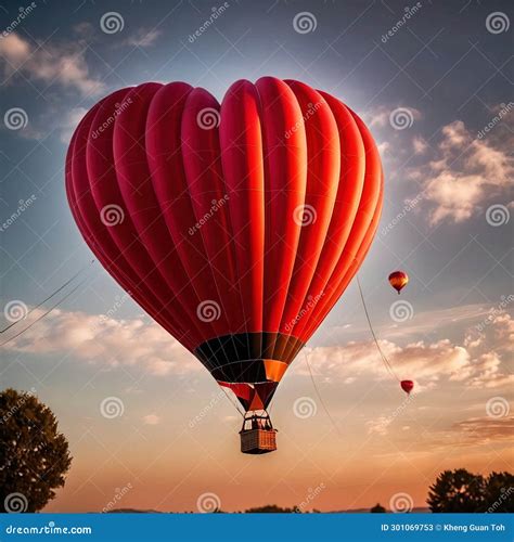 Heart Shaped Hot Air Balloon Symbolizing Soaring Flying Love And