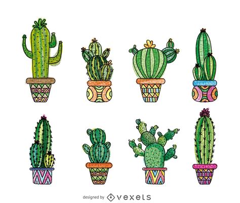 Conjunto De Cactus Dibujado A Mano Descargar Vector