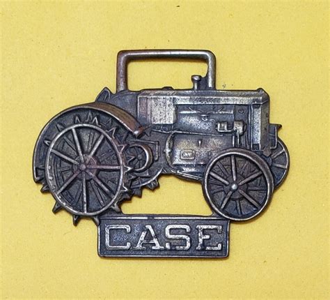 Vintage Jicase Tractor Brass Emblem Medallion Badge Ribbon 1 38