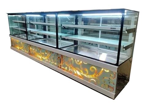 Stainless Steel And Glass Polished Rectangular Sweet Display Counter At