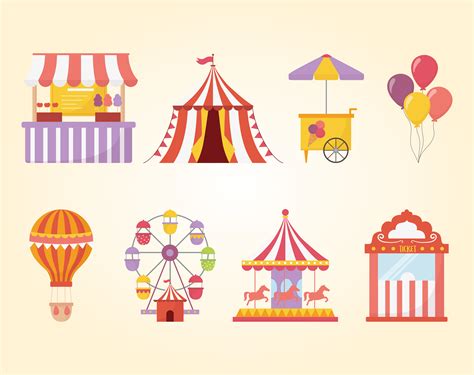 Fun Fair Carnival And Entertainment Recreation Icon Set 1432371