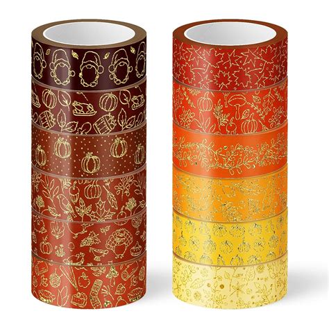 Amazon Whaline 12 Rolls Fall Washi Tapes Foil Gold Decorative Tape